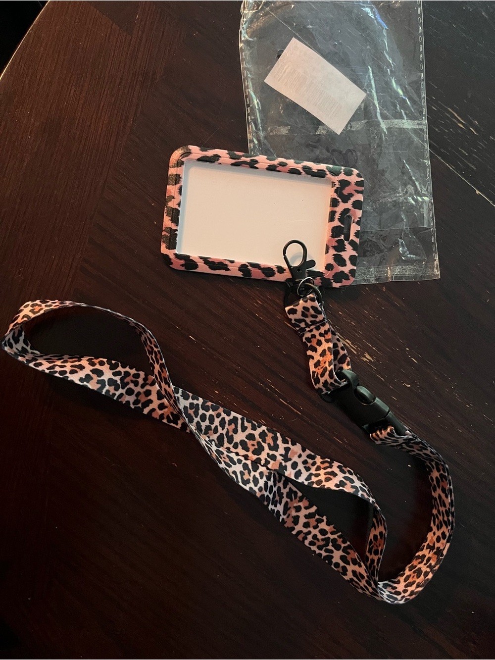 Leopard Print ID Badge Lanyard with Card Holder